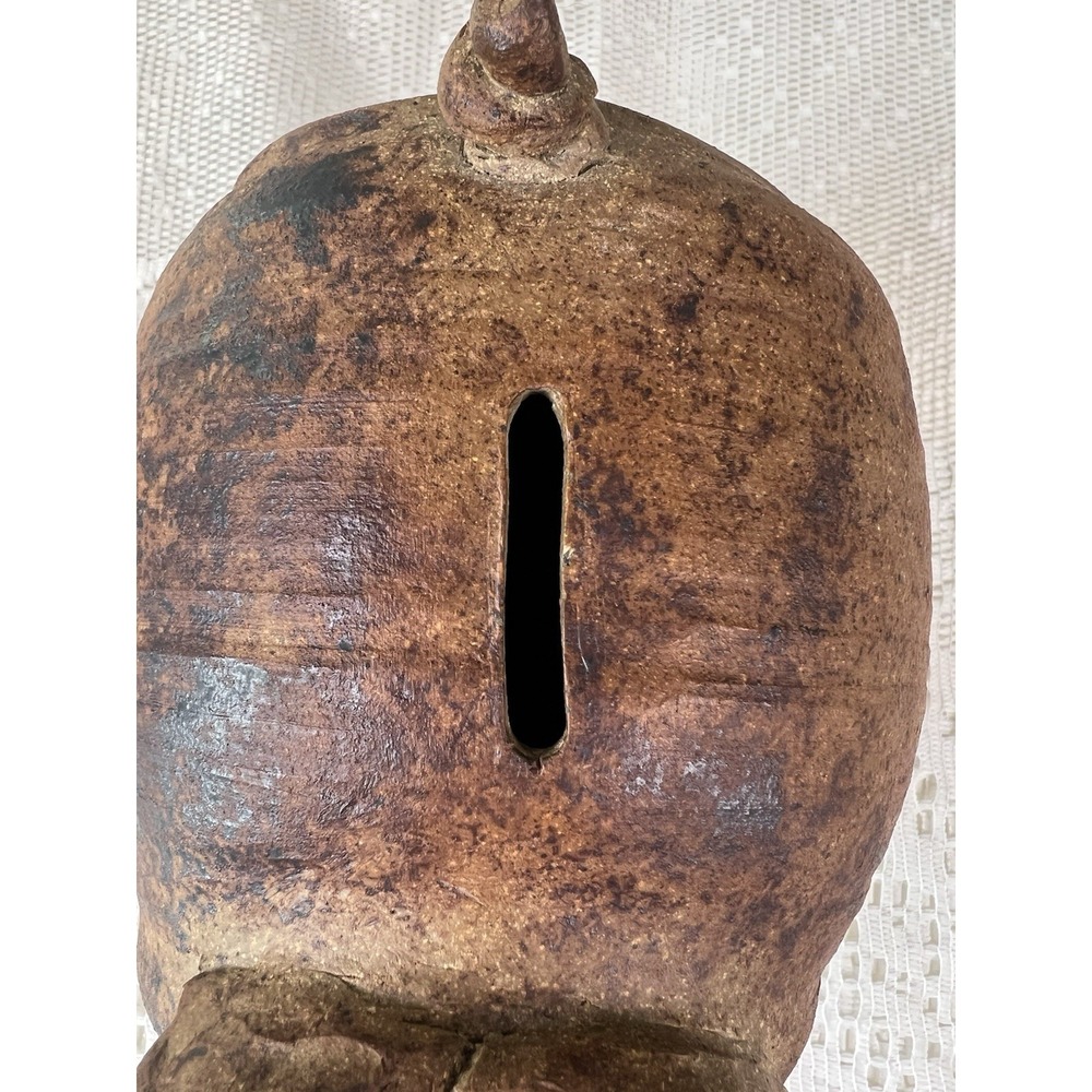 Vintage Signed Studio Pottery Piggy Bank Dorothy Beach Cork Stopper Folk Art - Picture 14 of 16